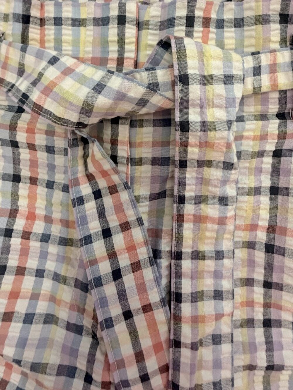 Loft (Ann Taylor) Plaid Belted Paper Bag High-Waisted Casual Shorts - Size L - Picture 3 of 13